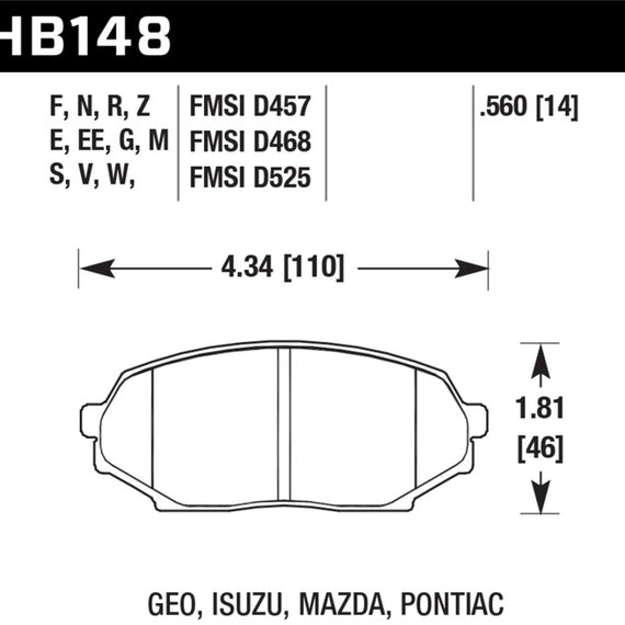 Hawk 89-93 Miata Blue 9012 Race Front Brake Pads D525