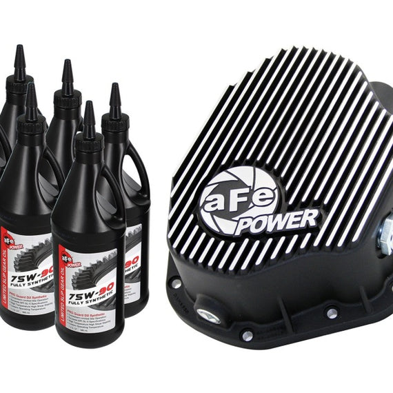 aFe Power Cover Diff Rear Machined w/ 75W-90 Gear Oil Ford Diesel Trucks 86-11 V8-6.4/6.7L (td)