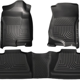 Husky Liners 07-12 Chevy Silverado/GMC Sierra Crew Cab WeatherBeater Combo Black Floor Liners