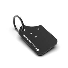 Rally Armor Mini UR Mud Flap Keychain - Black w/ White Logo