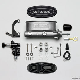 Wilwood HV Tandem M/C Kit w L/H Bracket & Prop Valve - 15/16in Bore-W/Pushrod - Early Mustang