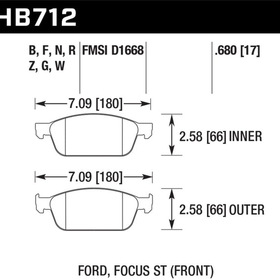 Hawk 13 Ford Focus Performance Ceramic Front Street Brake Pads