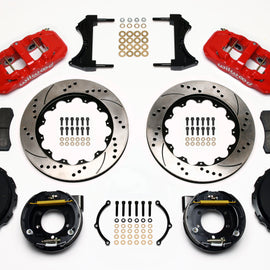 Wilwood AERO4 Rear P-Brake Kit 14.00in Drill Red 2005-2014 Mustang