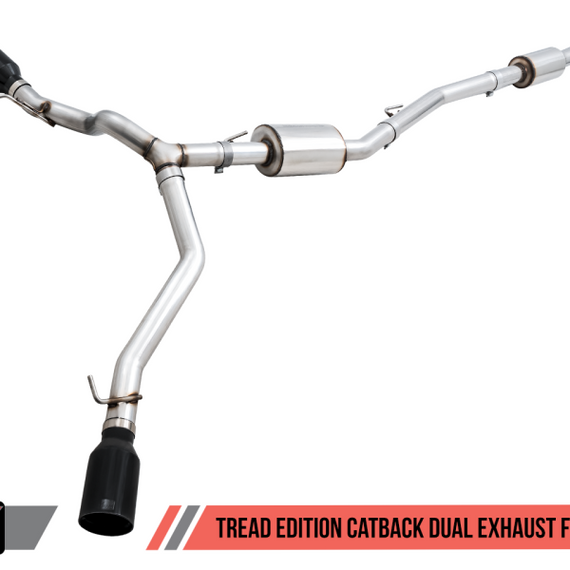 AWE Tuning 20-21 Jeep Gladiator JT 3.6L Tread Edition Cat-Back Dual Exhaust - Diamond Black Tip