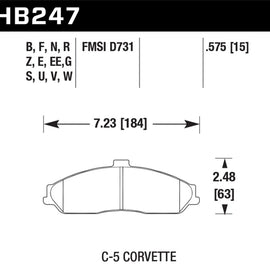 Hawk 97-06 Corvette (incl C5 Z06) Performance Ceramic Street Front Brake Pads