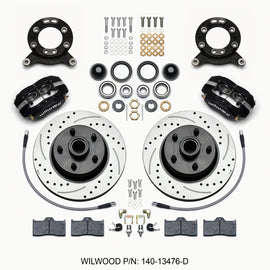 Wilwood Forged Dynalite-M Front Kit 11.30in 1 PC Rotor&Hub-Drill 65-69 Mustang Disc & Drum Spindle