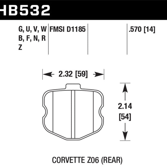 Hawk 06-10 Chevy Corvette (OEM Pad Design) Rear Performance Ceramic Sreet Brake Pads