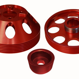 Torque Solution Lightweight WP/Crank/Alt Pulley Combo (Red): Hyundai Genesis Coupe 3.8 2010+