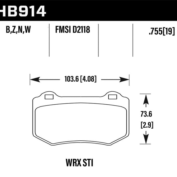 Hawk 2018 Subaru WRX STI DTC-30 Rear Brake Pads