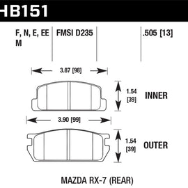 Hawk 81-85 Mazda RX-7 Blue 9012 Rear Race Brake Pads