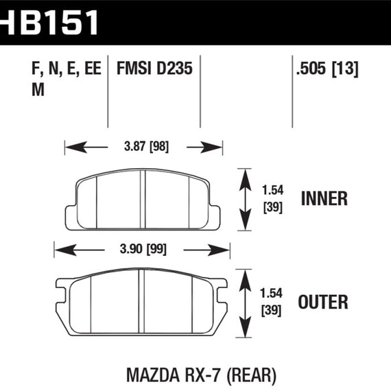 Hawk 81-85 Mazda RX-7 Blue 9012 Rear Race Brake Pads