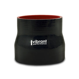 Vibrant 3.5in I.D. x 4.250in I.D. x 4.5in Long 4 Ply Gloss Black Silicone Transition Hose