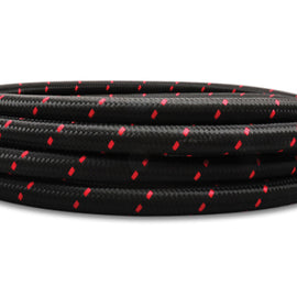 Vibrant -12 AN Two-Tone Black/Red Nylon Braided Flex Hose (5 foot roll)