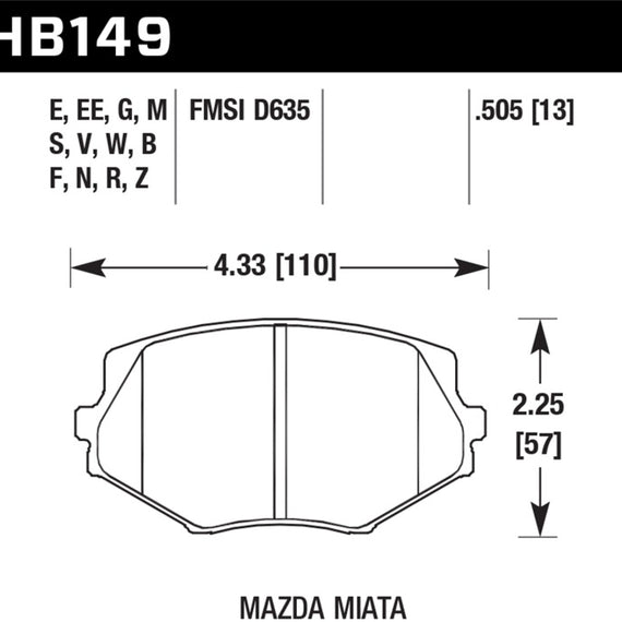 Hawk 94-05 Miata (01-05 Normal Suspension) Blue 9012  Race Front Brake Pads D635