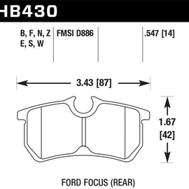 Hawk 00-07 Ford Focus HPS 5.0 Rear Street Brake Pads