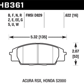 Hawk Honda S2000/Civic Type R/Acura RSX Front Race Pads