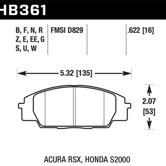 Hawk Honda S2000/Civic Type R/Acura RSX Front Race Pads