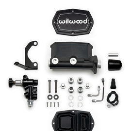 Wilwood Compact Tandem M/C - 1.12in Bore w/RH Bracket and Valve - Black