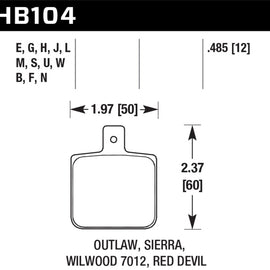 Hawk Sierra/Outlaw/Wilwood HP+ Street Brake Pads