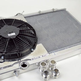 CSF 96-07 Mitsubishi Evo 4/5/6/7/8/9 Full-Slim Radiator w/12in Fan & Shroud/-16AN & Slip On Fitting