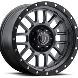 ICON Alpha 17x8.5 6x5.5 0mm Offset 4.75in BS 106.1mm Bore Gun Metal Wheel