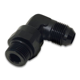 Vibrant -6AN Male Flare to Male -8AN ORB Swivel 90 Degree Adapter Fitting - Anodized Black