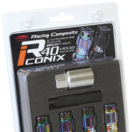 Project Kics 12X1.25 R40 Iconix Neochrome Lug Nut Lock Set - 4