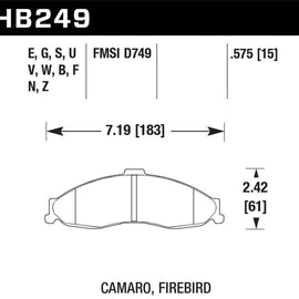 Hawk 1998-2002 Chevrolet Camaro SS 5.7 HPS 5.0 Front Brake Pads