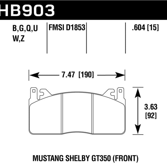 Hawk 15-17 Ford Mustang Shelby GT350/GT350R Performance Ceramic Front Brake Pads