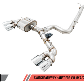 AWE Tuning Mk7 Golf R SwitchPath Exhaust w/Chrome Silver Tips 102mm